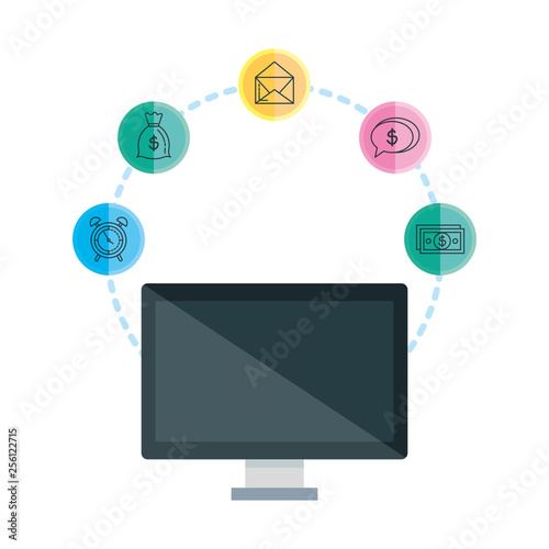 desktop with business icons