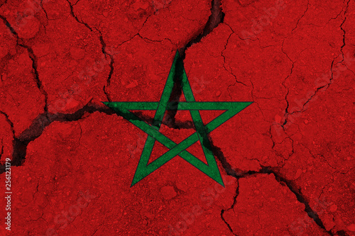 Morocco flag on the cracked earth photo
