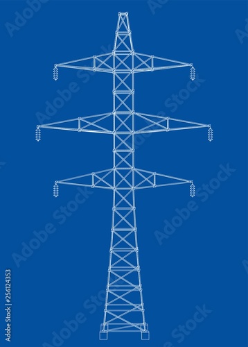 Electric pylon or electric tower concept. Vector