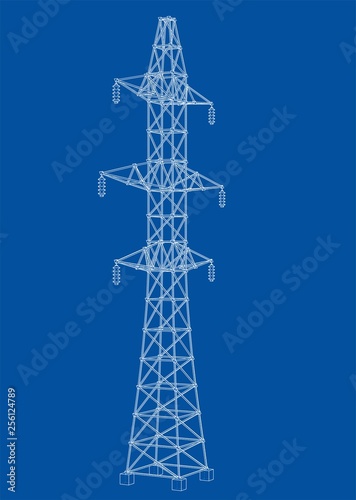 Electric pylon or electric tower concept. Vector