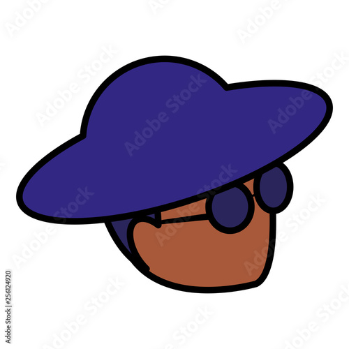 black musician jazz head with hat and sunglasses