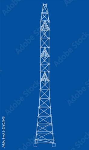 Electric pylon or electric tower concept. Vector