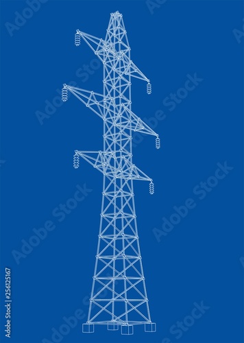 Electric pylon or electric tower concept. Vector