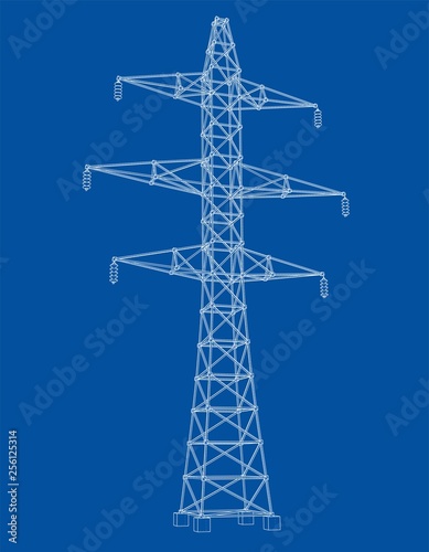 Electric pylon or electric tower concept. Vector