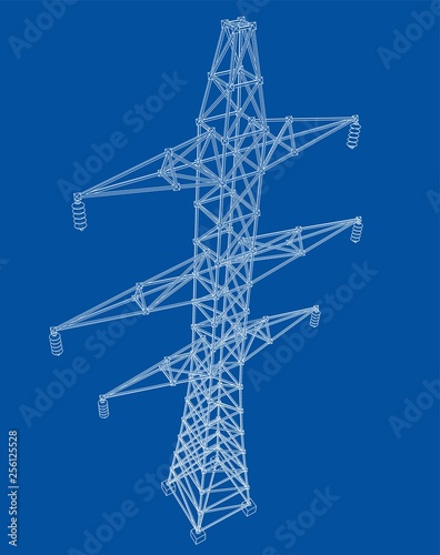 Electric pylon or electric tower concept. Vector