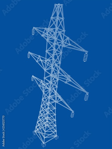 Electric pylon or electric tower concept. Vector