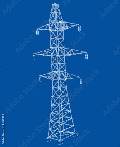 Electric pylon or electric tower concept. Vector
