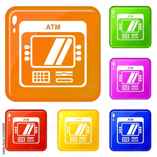 Computer icons set collection vector 6 color isolated on white background
