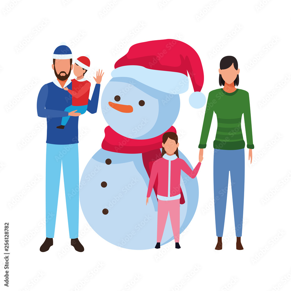 family with snowman