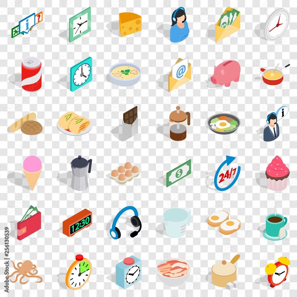 Fast cooking icons set. Isometric style of 36 fast cooking vector icons for web for any design Fast cooking icons set. Isometric style of 36 fast cooking vector icons for web for any design