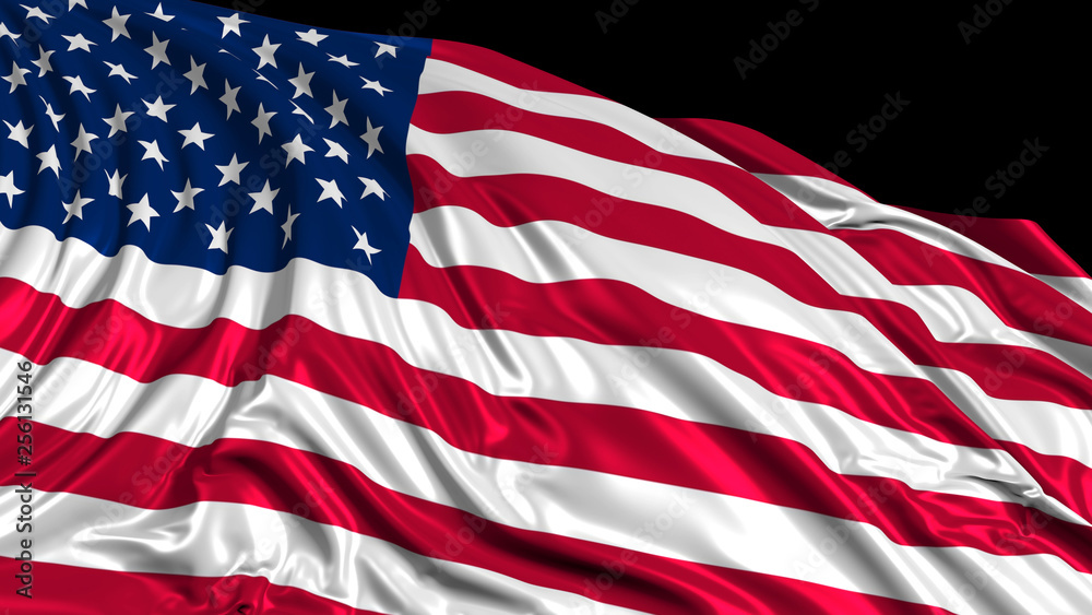 Fototapeta premium 3D rendering of an american flag. Smoothly developing in the wind
