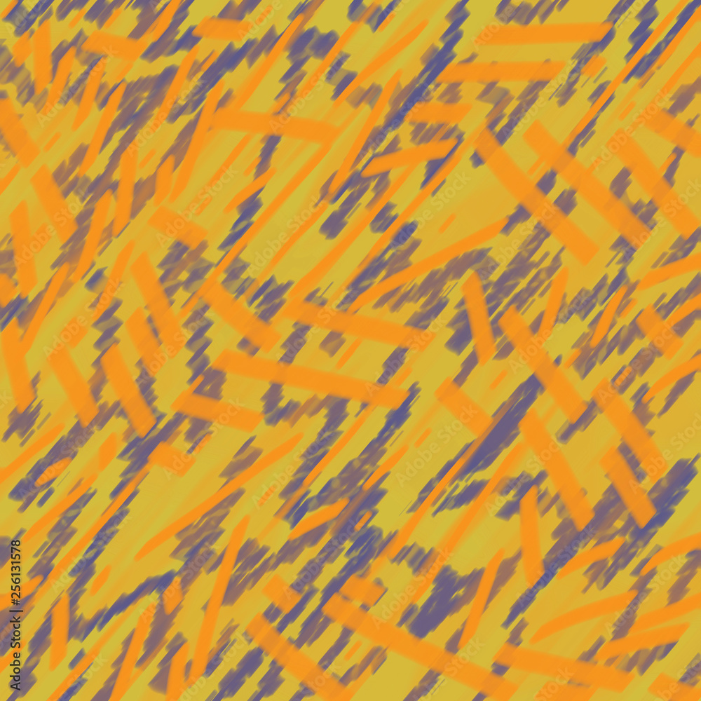 The abstract background of yellow color with a multicolored chaotic pattern