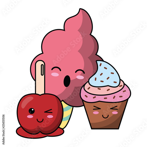 candy and desserts kawaii cartoon