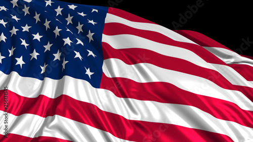 3D rendering of an american flag. Smoothly developing in the wind