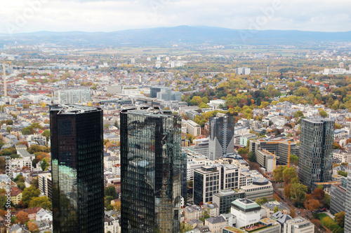 Panoramic view from observation point from Main Tower to Frankfurt and suburbans  Germany