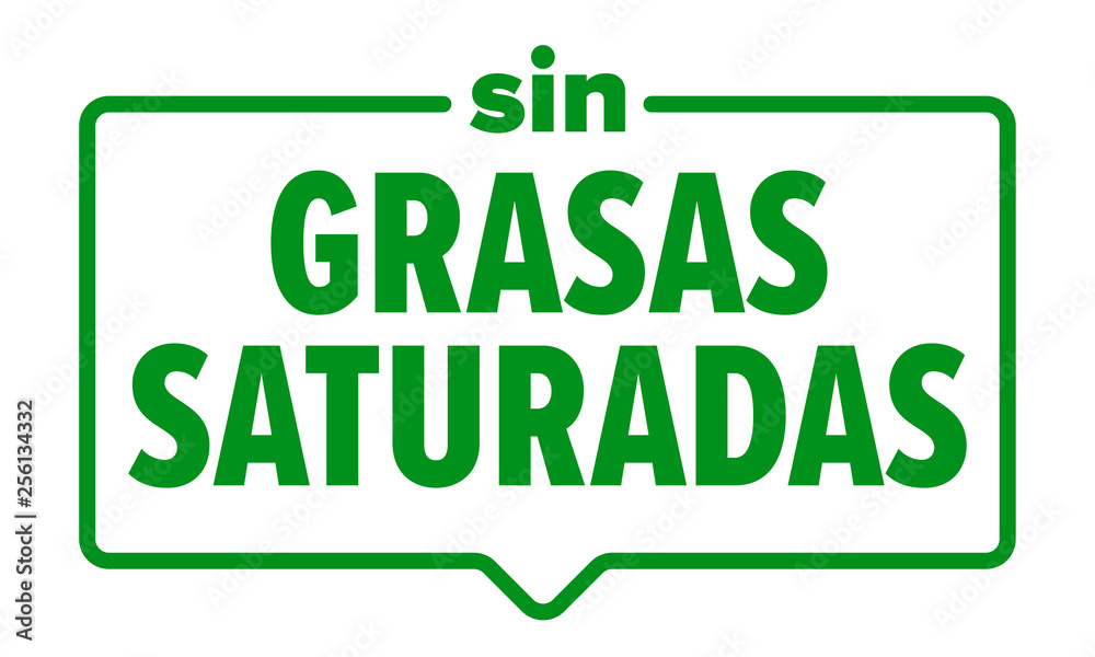 No saturated fats icon, Spanish sin grasas saturadas food package label