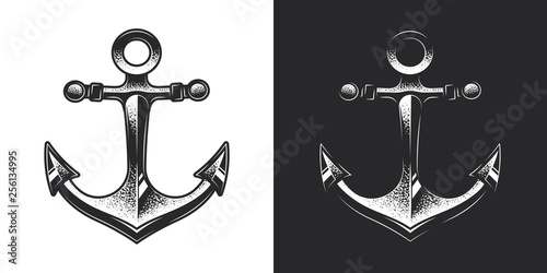 Monochrome anchor in vintage style. Original vector illustration