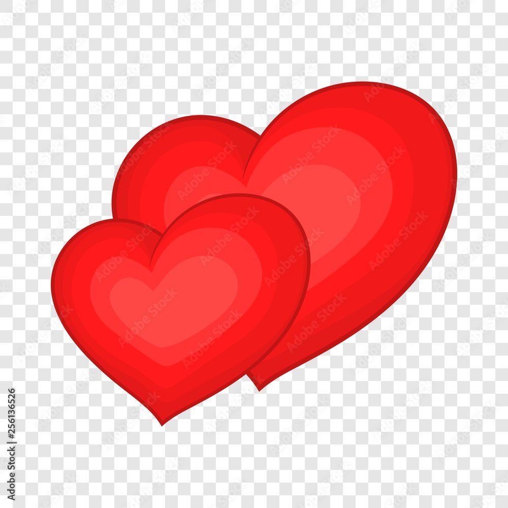 Two red hearts icon in cartoon style isolated on background for any web design 