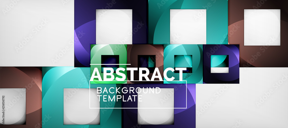 Square background, abstract squares on grey, business or techno template