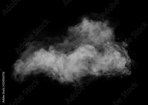 White smoke isolated on black background photo