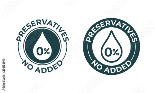 Preservatives no added vector 0 percent icon. Natural food package stamp, preservatives free seal stamp