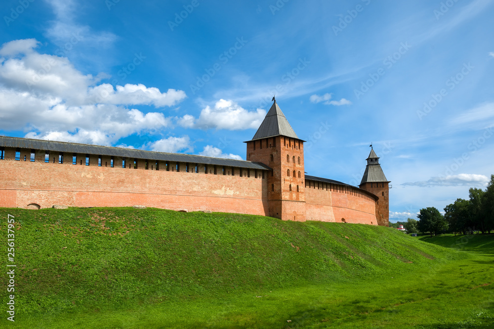 Prince Tower. Walls and towers of the Novgorod Kremlin, Russia