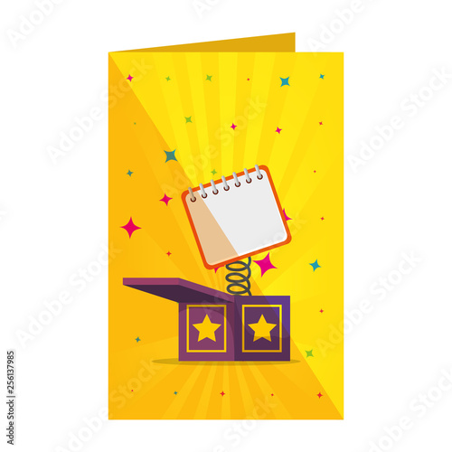 card with surprise box and calendar