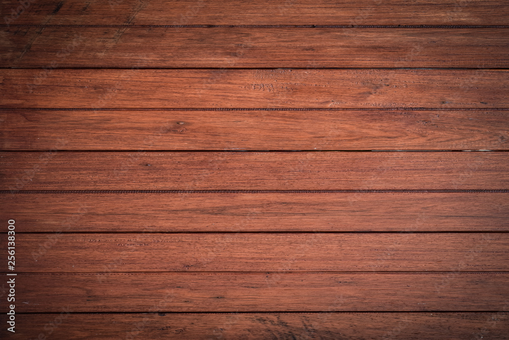 Fototapeta premium Dark brown wood background, old wood planks.