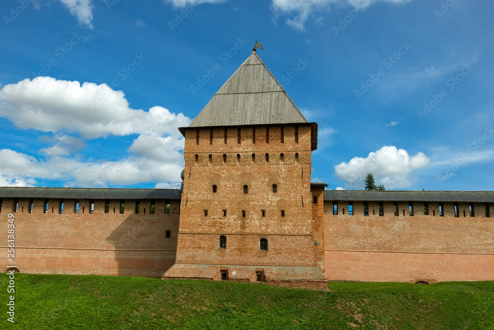 Prince Tower. Walls and towers of the Novgorod Kremlin, Russia