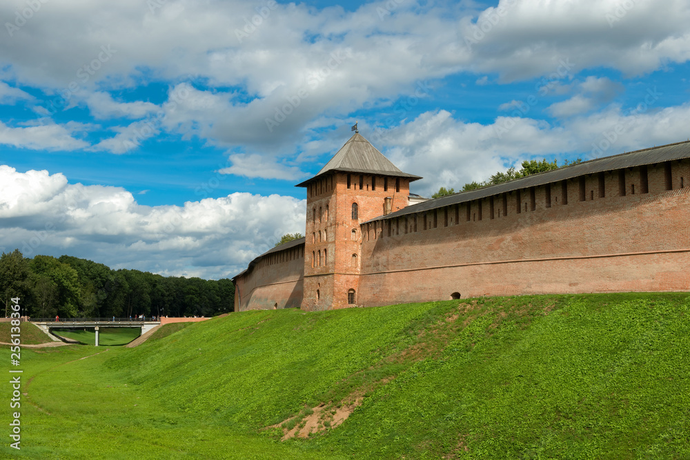 Zlatoust Tower. Walls and towers of the Novgorod Kremlin, Russia.