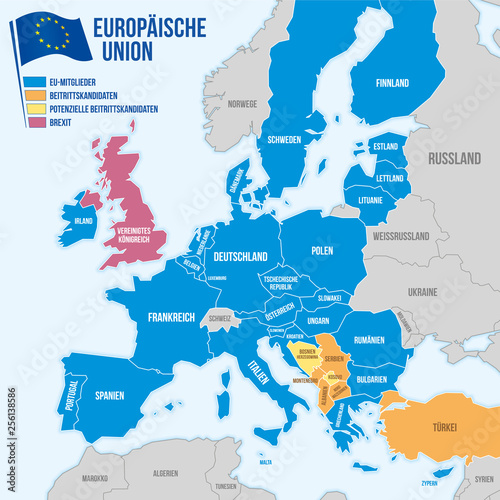 Fototapeta Naklejka Na Ścianę i Meble -  Map of the European Union in german language