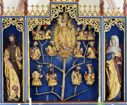 The Tree of Jesse, altar in chapel Amorsbrunn in Amorbach, Forest of Odes Bavaria, Germany photo