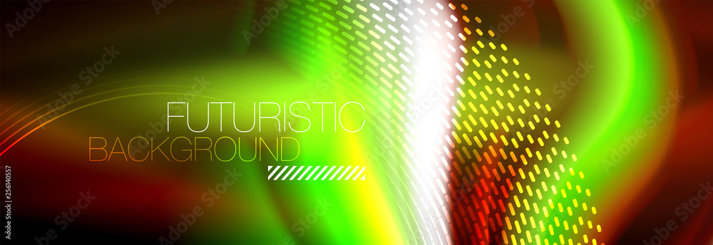 Fluid colors mixing glowing neon wave background, holographic texture Fluid colors mixing glowing neon wave background, holographic texture