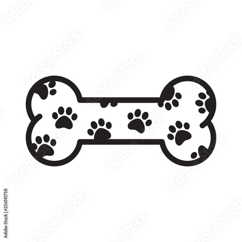 Dog bone vector paw icon logo footprint pet Halloween french bulldog character cartoon symbol illustration
