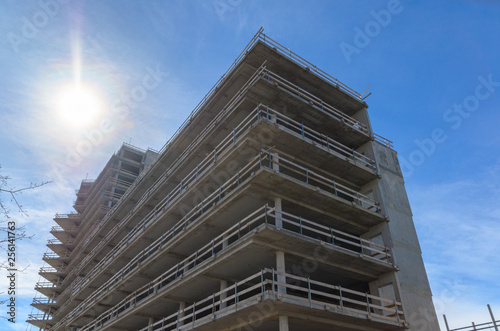 Corner of unfinished concrete building