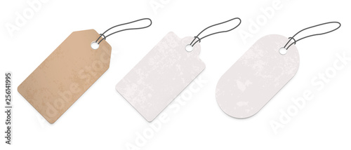 Price tag labels set. Vector sale paper gift blank pricetag with string isolated on white background