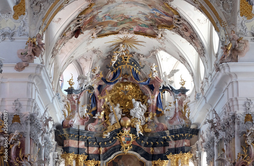 Holy Trinity, Main altar in Amorbach Benedictine monastery church in Lower Franconia, Bavaria, Germany photo