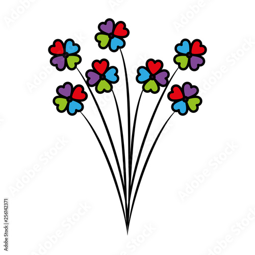 beautiful flowers decorative icon