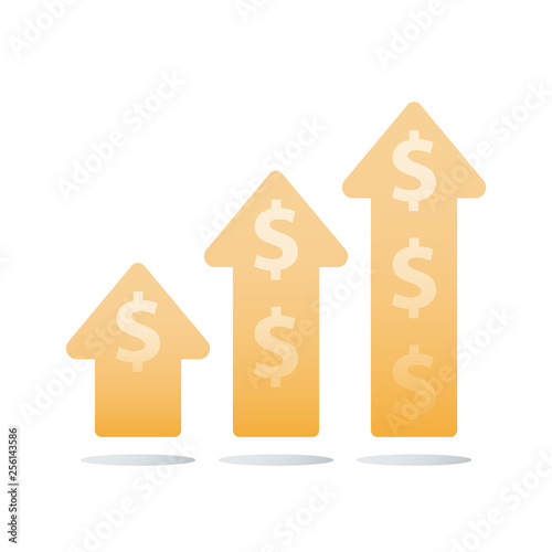 Revenue increase, income growth, financial ascending chart, business acceleration, earn more money, return on investment