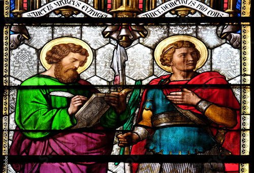 Saint Mark and Saint Demetrius, stained glass in Zagreb cathedral 