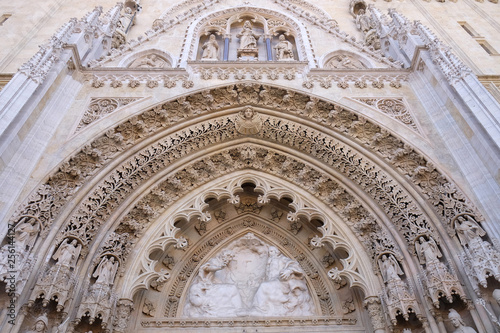 Portal of the cathedral dedicated to the Assumption of Mary and to kings Saint Stephen and Saint Ladislaus in Zagreb 