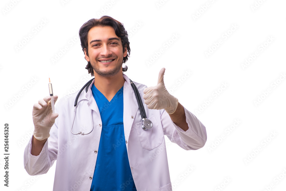 Young handsome doctor isolated on white Young handsome doctor isolated on white