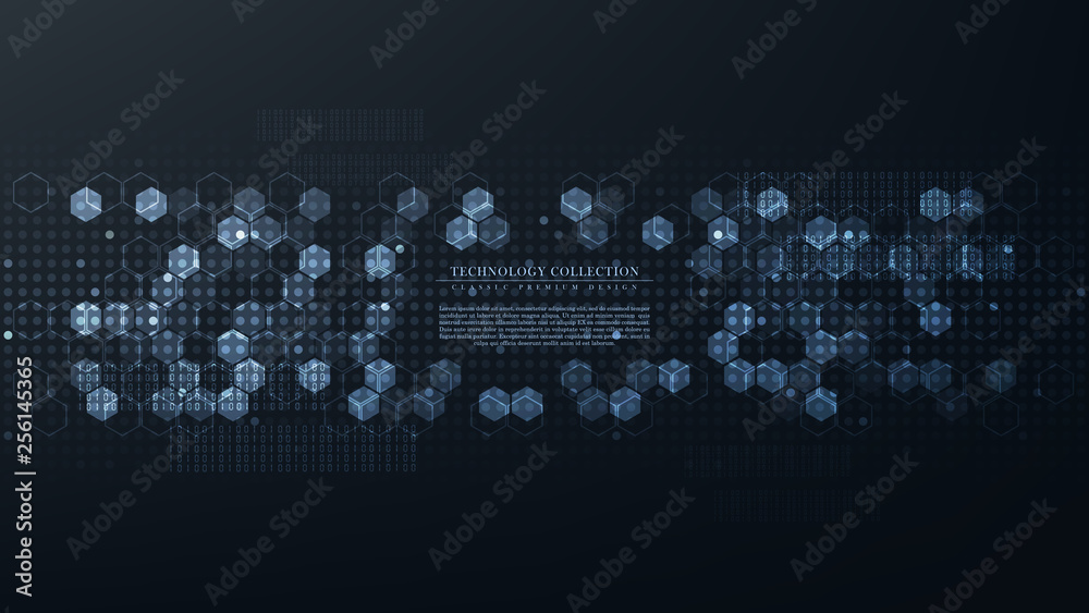 Technology futuristic hexagonal abstract system circuit connection background template vector