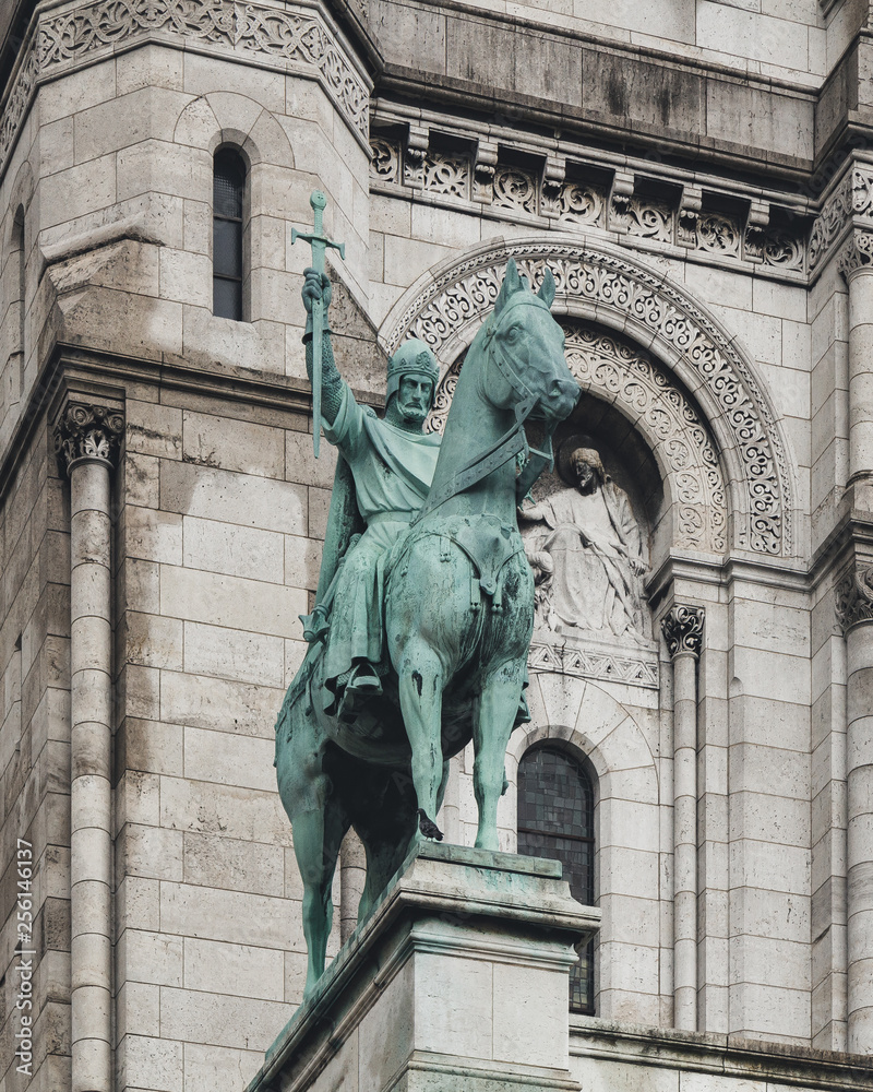 Statue in front of Sacre-coeur, Paris, France