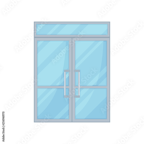 Glass door on white background. Vector illustration.