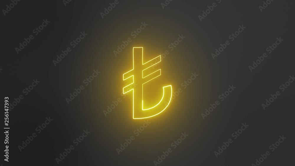 Turkish Lira Neon Currency Sign Turkish Lira Neon Currency Sign
