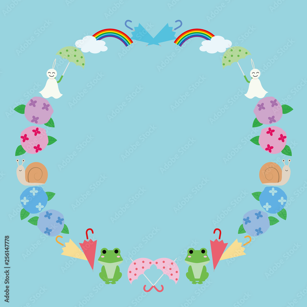 frame illustration of the image of the rainy season. frame illustration of the image of the rainy season.