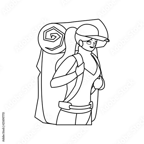 adventurous woman with travelbag