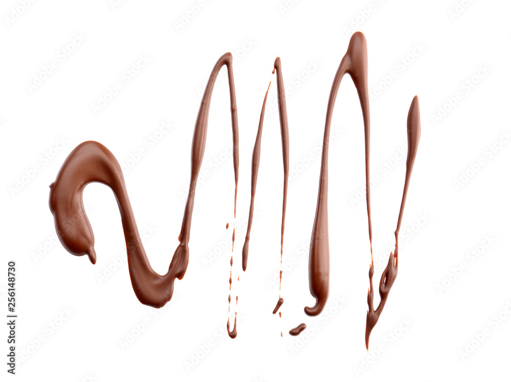 Spilled melted chocolate on white background Spilled melted chocolate on white background