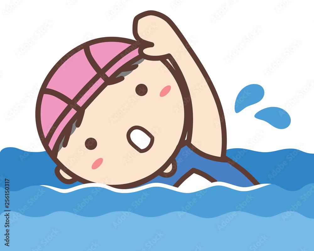 クロールで泳ぐスクール水着の女の子 Stock イラスト Adobe Stock